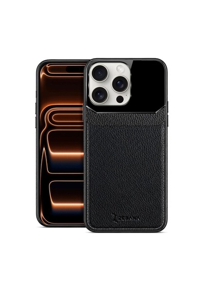 Apple İphone 16 Pro Uyumlu Kılıf Zebana Lens Deri Kılıf Siyah