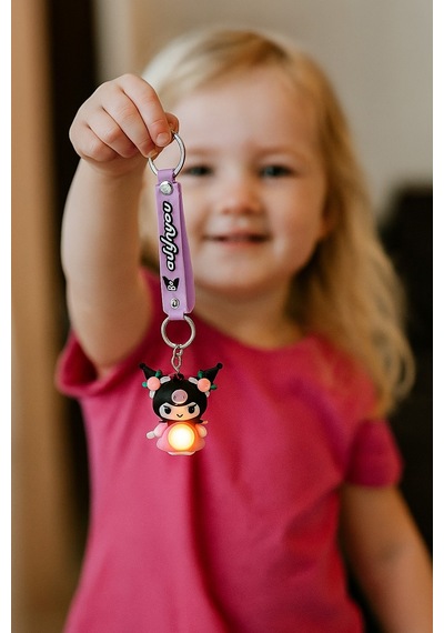Işıklı Kuromi Çocuk Anahtarlık Mor
