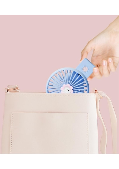 Coverzone Taşınabilir Mini Usb Fan Led Işıklı Masa Üstü 3 Kademeli Dahili Işık Şarj Edilebilir Mini Vantilatö