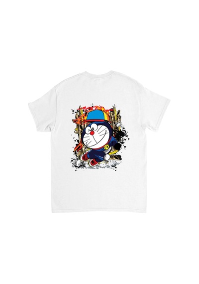 Paybuy Çocuk Tişört Anime Kedi Karakteri Şapka Sneaker Dinamik Baskı Rah beyaz