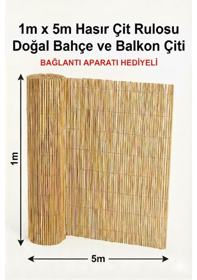 Kamış Hasır Bambu Çit 1m X 5m Sarı Doğal Hali 100 500 Diğer