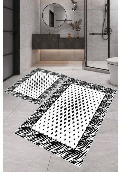 Eliana Home Dijital Baskı 2'li Banyo Paspas Takımı Lna5-0648 100x60 Ve 60x50 Cm Siyah