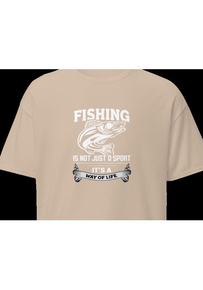 Wildstyle Fishing Is A Way Of Life Balıkçılık Yaşam Tarzı Baskılı Unisex Bisiklet Yaka Pamuklu Tişört - Camel