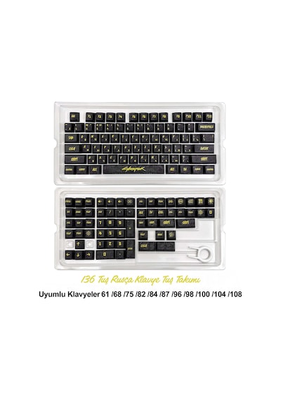 136 Tuşlu Keycaps Pc Karbon Fiber Dokulu Cyberpunk 136 Tuşlu Klavye Rusça Dil Desteği Kutulu Tüm Mekanik-manyetik Klavyeler İle Uyum Sağlamaktadır.