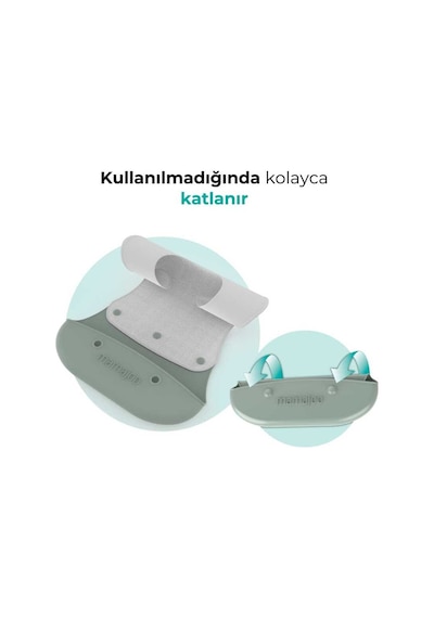 Mamajoo Silikon & Kumaş Katlanır Mama Önlüğü | 2-in-1 Powder Green + Kumaş Önlük