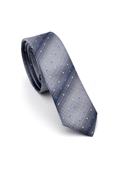 Gaffy Gri Ve Füme Verev Desenli Dokuma Kumaş Mendilli Slim Fit Kravat // Sdk-240804 Desenli