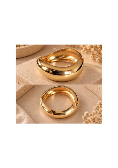 Kalın Kelepçe Bilezik Parlak Gold Altın - 945875858 Altın