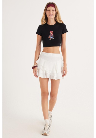 Tudors Kadın Slim Fit Dar Kesim %100 Pamuk Bisiklet Yaka Baskılı Siyah Crop Tişört-36917 Siyah Tudors Kadın Slim Fit Dar Kesim %100 Pamuk Bisiklet Yaka Baskılı Siyah Crop Tişört-36917 Siyah