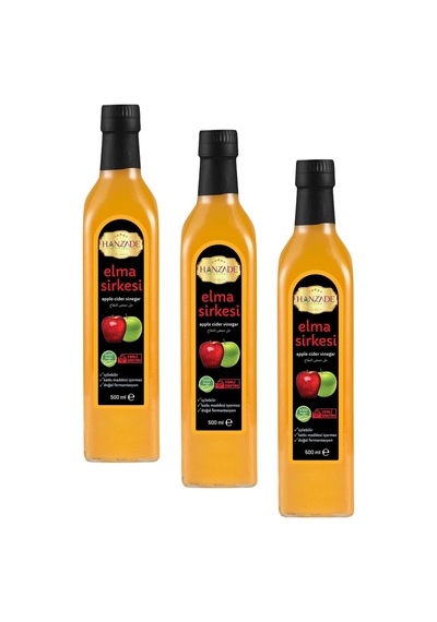 Elma Sirkesi 500 Ml X 3 Adet Doğal Fermantasyon İçilebilir Katkısız Cam Şişe