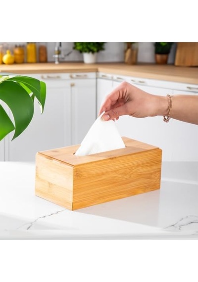 0006 Bambu Peçetelik Ahşap Dekoratif Peçetelik Masaüstü Peçetelik Peçete Düzenleyici Peçete Kutusu -