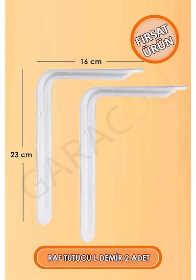 Beyaz Raf Altı Demir Ayak Raf Tutucu L Demir 16x23 Cm Duvar Montaj Demir Ayak 2 Adet Beyaz Diğer