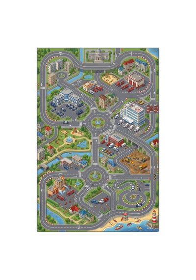 Kartela Halı Eğlence Şehri Kaymaz Taban Çocuk Oyun Halısı - 200 x 300 CM