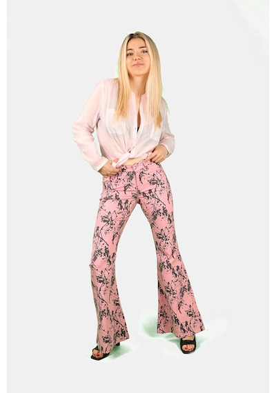 Balins Geniş Paça Desenli Pantolon Pembe
