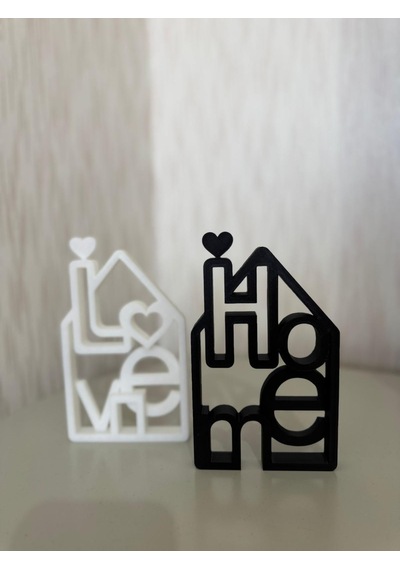 "home & Love" Dekoratif Obje Minimalist Ev Ve Ofis Aksesuarı Siyah Beyaz 2'li -