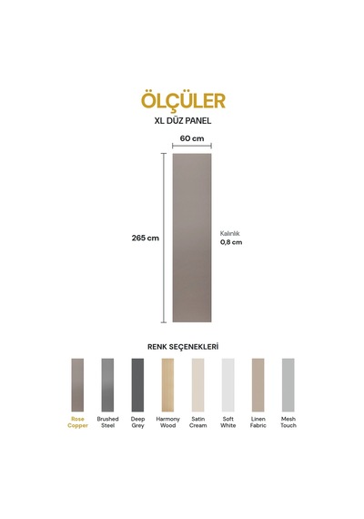 Vilo Mpc Xl Düz Duvar Paneli Rose Copper 265cm Yapıştırmalı Montaj - Neme Ve Darbeye Dayanıklı