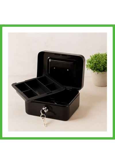 Vaveni Anahtarlı Metal  Kutu  15x12x8 Cm - 6 Bölmeli Taşıma Kulplu Arz