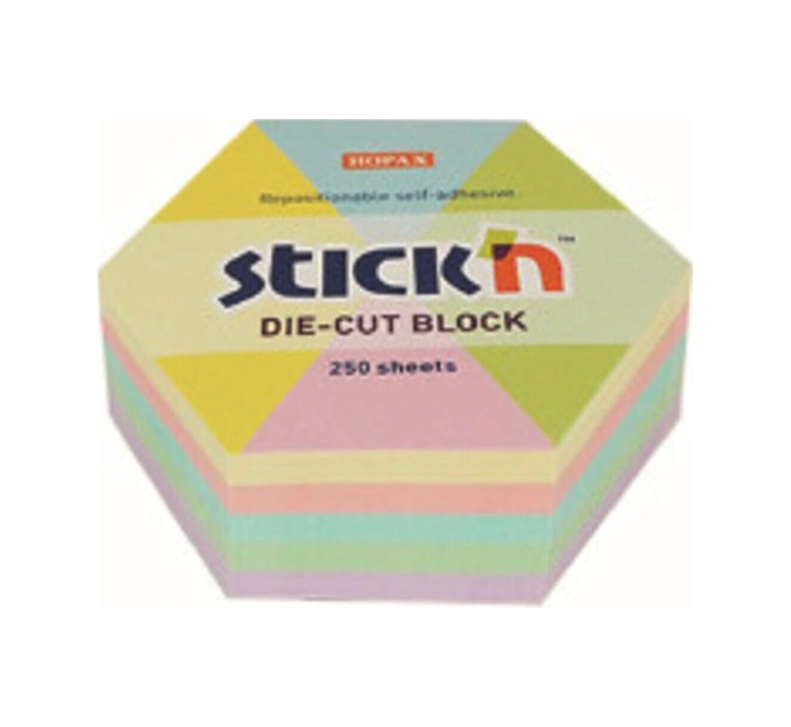 Stickn 61x67mm Pastel Altıgen Yapışkanlı Not Kağıdı Notblok 250 Yaprak 21826