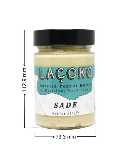 Laçoko 320 Gram Şekersiz, Katkısız, Glutensiz, Vegan, Doğal Az Kavrulmuş Çiğ Yer Fıstığı Ezmesi 320 Gram 0.75 LT - 2.5 LT - 12 KG