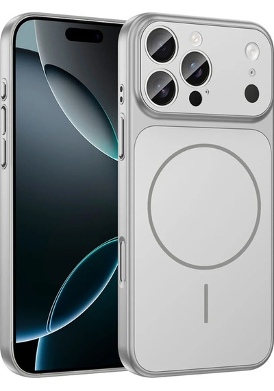Apple Uyumlu iPhone Gümüş 13 Pro Max  17 Pro Max Görünüme Çeviren Kamera Koruma Magsafe Kılıf