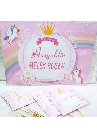 İsimli Hastane Odası Süsleme Seti Pembe