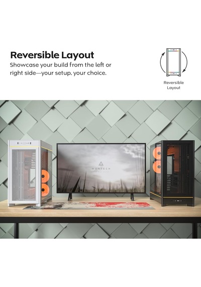 Hs01 Pro, Atx Mid-tower Pc Kasası, Oyun Bilgisayarı, Yüksek Hava Akışı, Ters Çevrilebilir Düzen, Mesh Ön Panel,