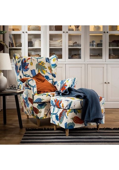 Ikea Strandmon Tabure Kılıfı, Stigsbo Çok Renkli-bej