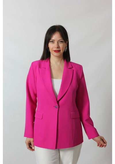 Moda Berray 1905 Fuşya Kadın Büyük Beden Blazer Ceket Fuşya
