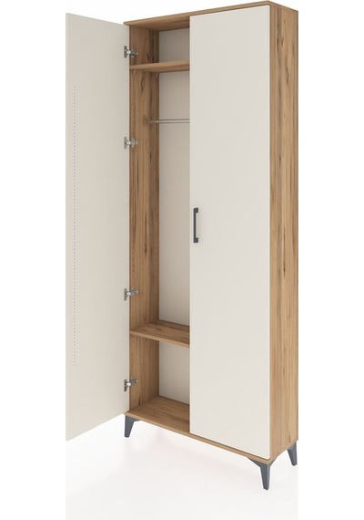 Arges Dolap 2 Raflı 2 Kapaklı Tek Askılı 88x30x221 Çam-aytaşı Çam
