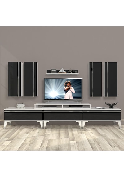 Decoraktiv Ekoflex 8d Mdf Silver Tv Ünitesi Tv Sehpası Beyaz - Siyah
