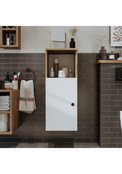 Banyo Dolabı Mat Mdf 90 X 35 Cm Banyo Boy Dolabı Atlantik Çam - Beyaz
