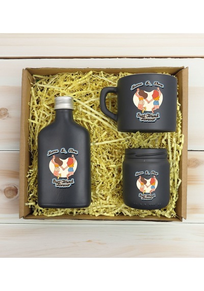Bk Gift Kişiye Özel İsimli Dtf Best Friend Temalı Antrasit Kahve Fincanı & Kolonya & Mum Hediye Seti-6, Arkadaşa Hediye, Doğum Günü Hediyesi Kobitmeye
