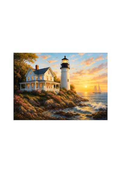 1000 Parça - Lıghthouse Sunset Deniz Feneri Günbatımı