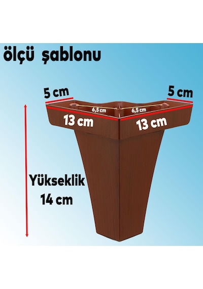 Venüs Mobilya Kanepe Sehpa TV Ünitesi Koltuk Ayağı 14 cm Kahverengi Ahşap Desenli Baza Ayak (4 ADET)