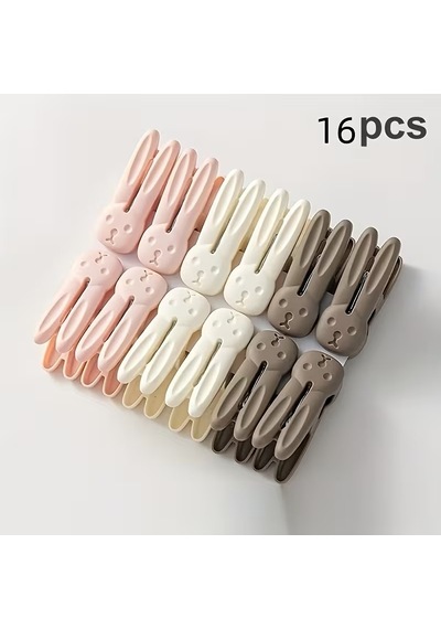 Pastel Tonlarda Tavşan Figürlü Mandal Çeşitleri, Dekoratif Ve Pratik Çamaşır Asma Mandalı 16'lı Pembe