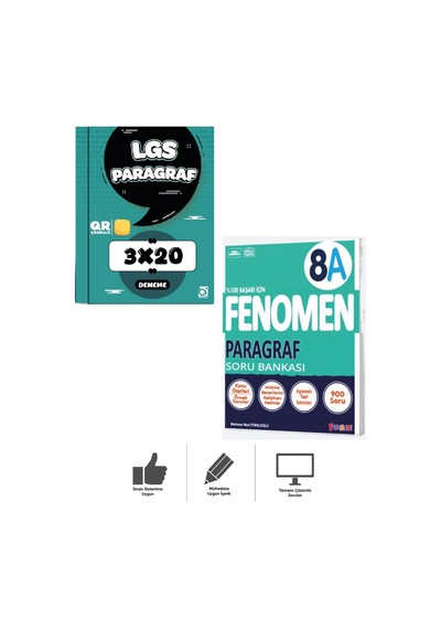 8. Sınıf Paragraf A Soru Bankası + Paragraf Deneme Bigelio + Fenomen