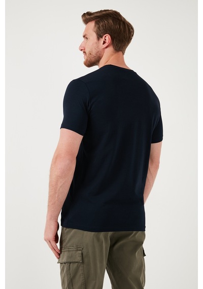 Buratti Pamuklu Slim Fit Bisiklet Yaka Erkek T Shirt 646R8120 Lacivert