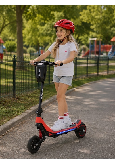 Kx-02k Onvo 200 W Elektrıklı Çocuk Kırmızı Scooter - Kasklı
