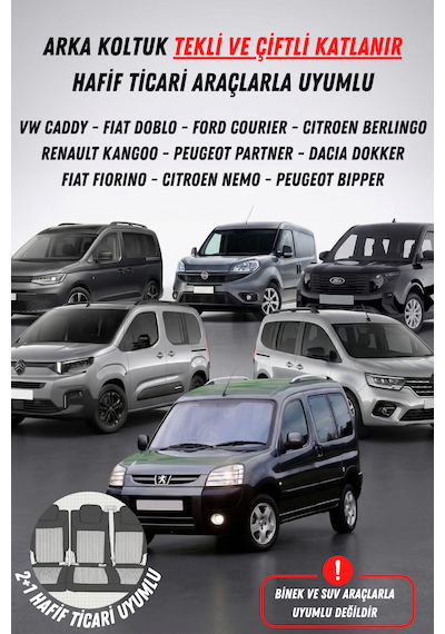 Marka By Camera Hafif Ticari Serisi Jakar Kumaş Oto Koltuk Kılıfı Tam Set Berlıngo-caddy-connect-courıer-doblo-dokker-partner Gri Desen 2