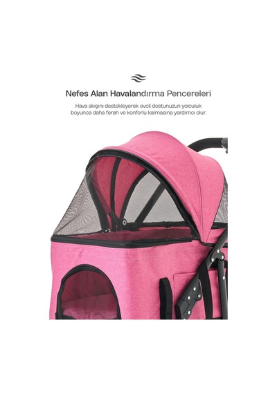 Justie Pet Flatiron Kedi & Köpek Arabası 91 x 45 x 70 CM