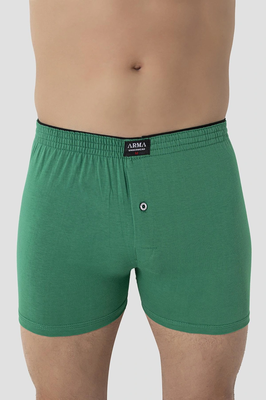 Arma Yıldız 6'lı Paket Yeşil Erkek Penye Havlu Bel Boxer %100 Pamuk Yeşil