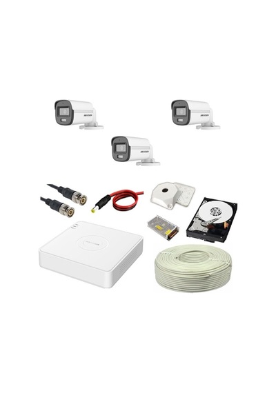Hıkvısıon Colorvu 3lü 2mp Set Gece Renkli Sesli Görüntü 1tb Hdd
