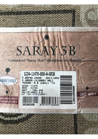 Saray Halı 3B 11470 B 150X230 Krem Siyah 4 M2 Halı !