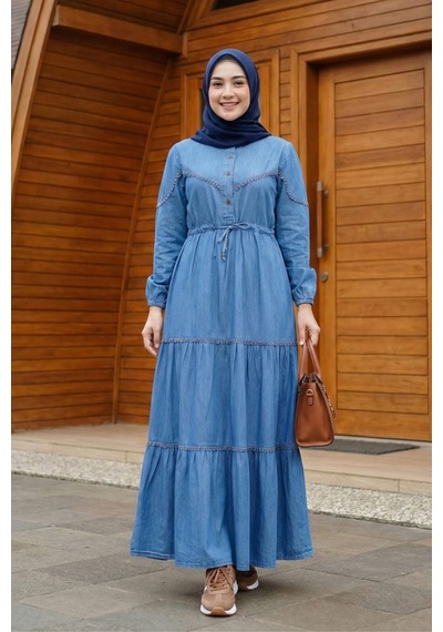 Hb Harma Time Butik Kadın Dantel Detaylı Düğmeli Ve Bağcıklı Açık Kot Mavi Uzun Elbise Açık Mavi Hb Harma Time Butik Kadın Dantel Detaylı Düğmeli Ve Bağcıklı Açık Kot Mavi Uzun Elbise Açık Mavi