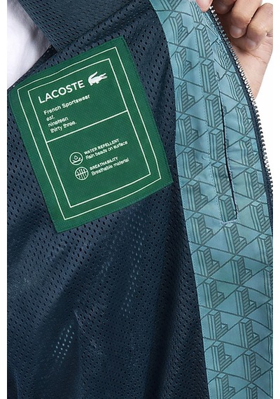 Lacoste Relaxed Fit Monogram Jacket Classic Fit Dik Yaka Logolu Sweatshirt Ceket Mavi Mavi