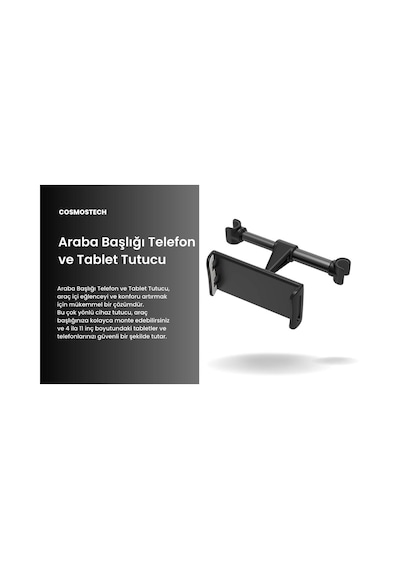 Cosmostech Araç Içi Koltuk Arkası 360° Ayarlanabilir° Tablet Telefon Tutucu Stand