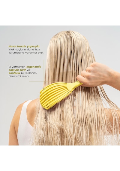 Airflex Multifonksiyonel Dolaşık Açıcı Saç Fırçası - Sarı
