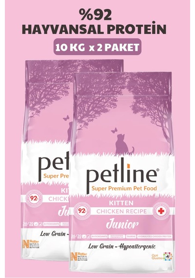 Petline Junior Kitten Tavuklu Yavru Kedi Maması 2 x 10 KG