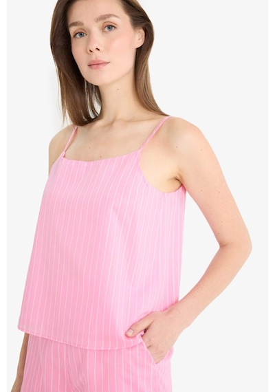 Defacto Afra x DeFacto Regular Fit Kare Yaka Çizgili Modal Askılı Bluz	 F0397AX25SP Pembe