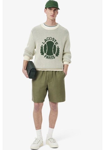 Lacoste Mens Reguler Fit Linen Blend Shorts Erkek Keten Şort Haki