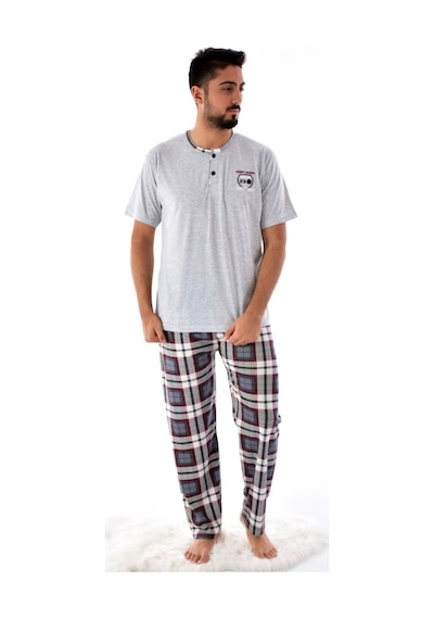 Pemilo 31102 - 1 2105 Ekose Desenli Kısa Kol Erkek Pijama Takımı Gri Pemilo 31102 - 1 2105 Ekose Desenli Kısa Kol Erkek Pijama Takımı Gri